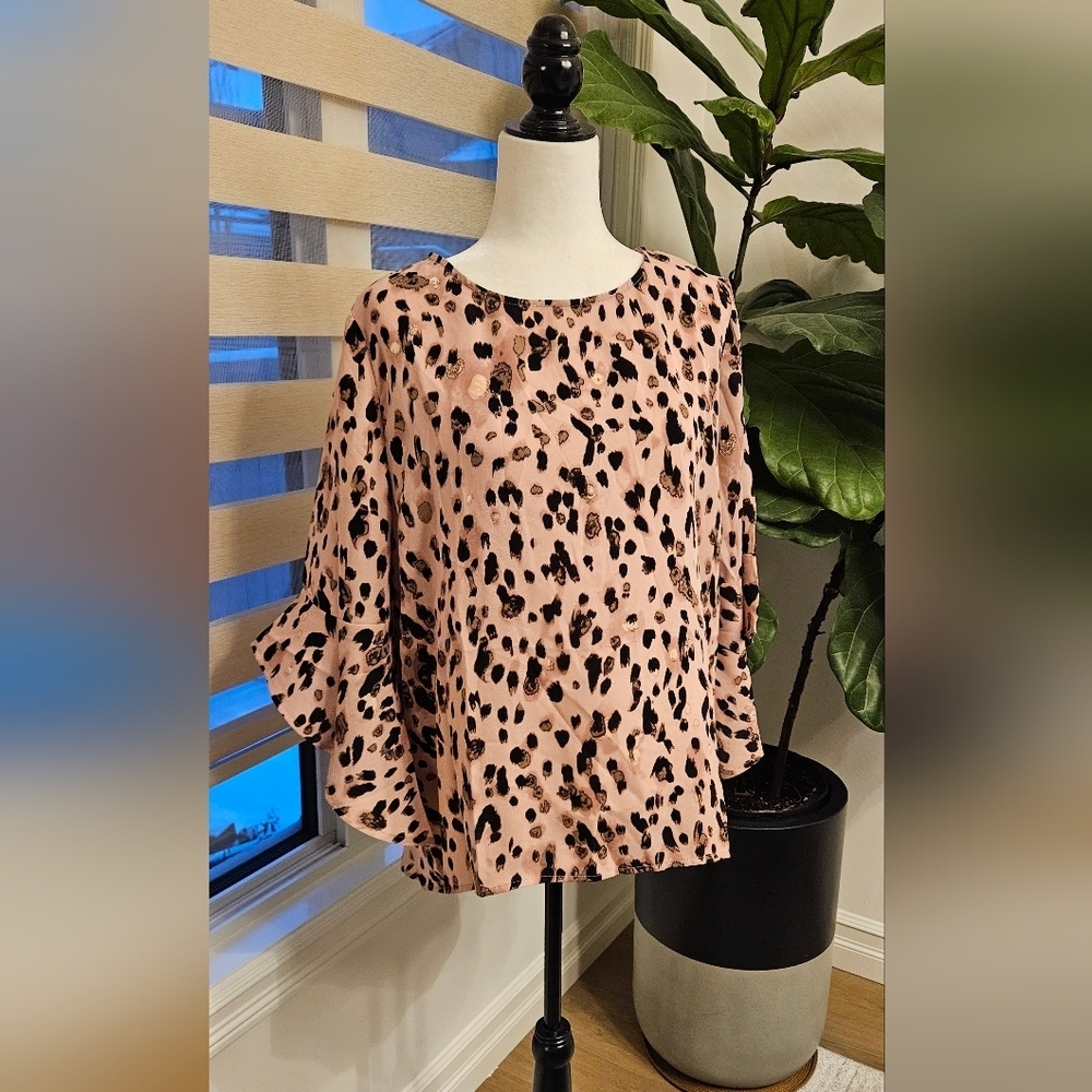 Papillon Leopard Print Pink Blouse - Picture 1 of 6